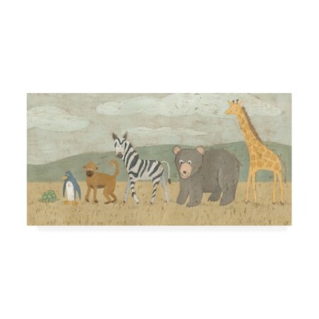Trademark Fine Art Megan Meagher 'Animals All in a Row II' Canvas Art, 10x19 WAG16338-C1019GG